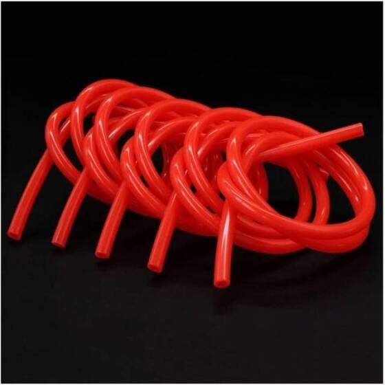 1 Metre Kırmızı Esnek Kauçuk Şeffaf Hortum - Slikon Tüp ID 5mm X 7mm OD - 1