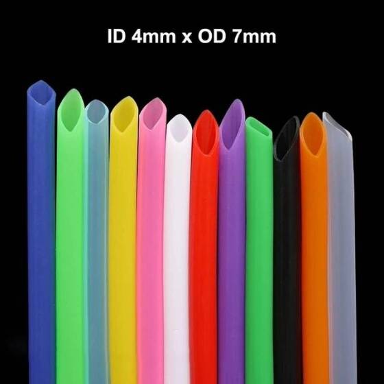 1 Metre Yeşil Esnek Kauçuk Şeffaf Hortum - Slikon Tüp ID 4mm X 7mm OD - 3