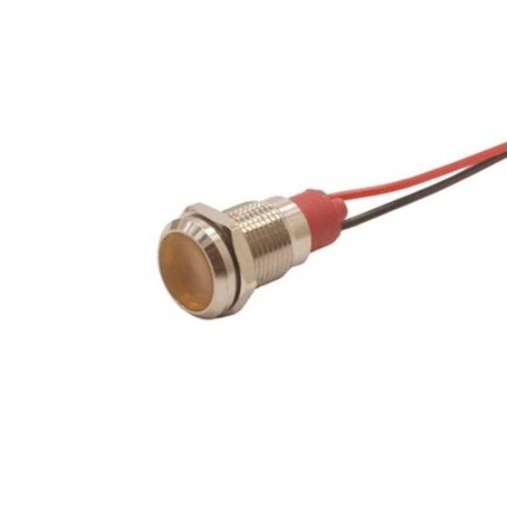10L-P1 10mm 12-24V Kablolu Metal Sinyal Lambası - Sarı - 1