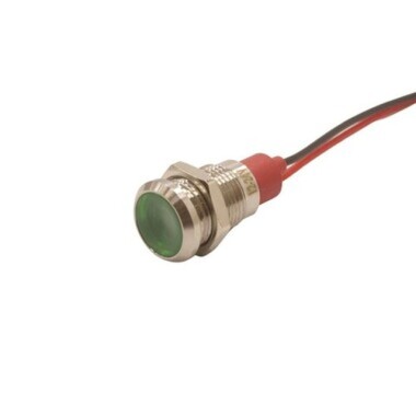 10L-P1 10mm 12-24V Kablolu Metal Sinyal Lambası - Yeşil - 1