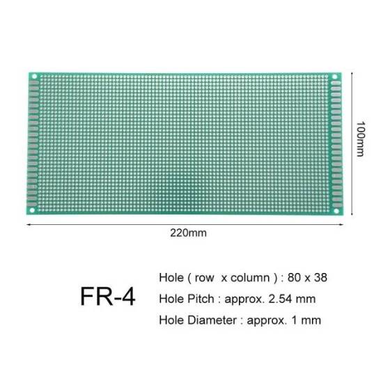 10x22cm Tek Yüzlü Delikli Pertinaks - Prototip PCB - 1