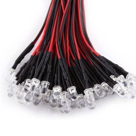 12-18V 3mm Şeffaf Buz Mavisi LED 20cm Kablolu - 1