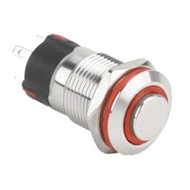 12A-G1-E 12mm Çıkık Yaylı Işıklı Metal Buton - Kırmızı - WDELE