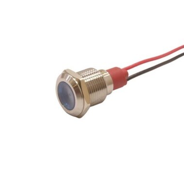 12L-P1 12mm 12-24V Kablolu Metal Sinyal Lambası - Mavi - 1