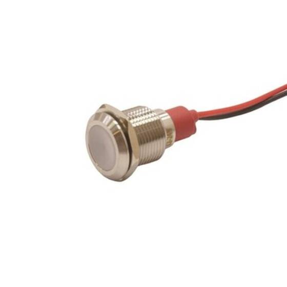 12L-P1 12mm 12-24V Kablolu Metal Sinyal Lambası - Beyaz - 1