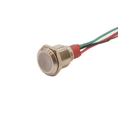 12L-P1/RGY- 12mm 12-24V Kablolu Metal Sinyal Lambası - 3 Renk Katot - 1