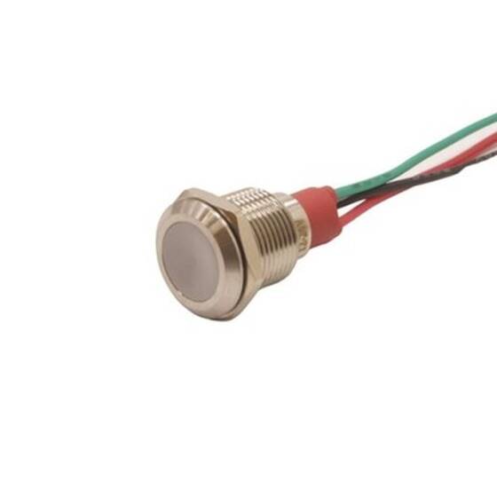 12L-P1/RGY- 12mm 12-24V Kablolu Metal Sinyal Lambası - 3 Renk Katot - 1
