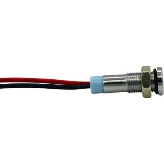 12mm 220V Beyaz LED Metal Sinyal Lambası 15cm Kablolu - Metal İndicator Light - 2