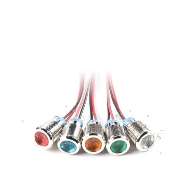 12mm 3-9V Sarı LED Metal Sinyal Lambası - Metal İndicator Light - 2
