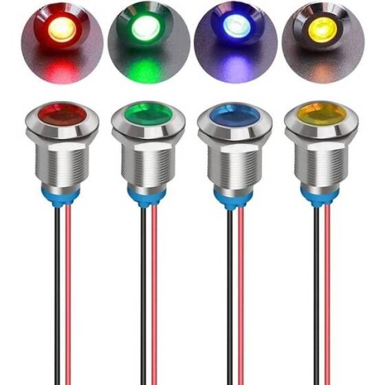 12mm 3-9V Yeşil LED Metal Sinyal Lambası - Metal İndicator Light - 1