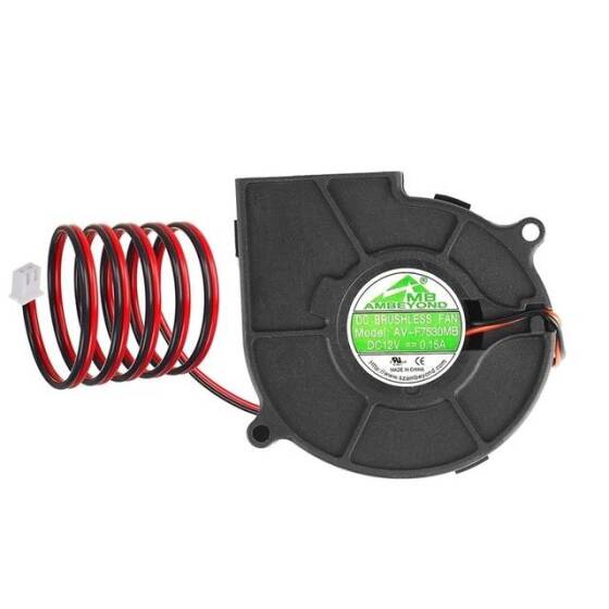 12V DC 0.0-33A 7530 Çift Bilyalı Santrifüj Fan-XH2-54-2P 30cm Kablo Boyutu:75x75x30mm - 1