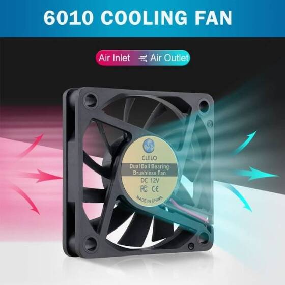 12V DC 6010 Çift Bilyalı Fan-XH2-54-2P 30cm Kablo Boyutu:60x60x10mm - 5
