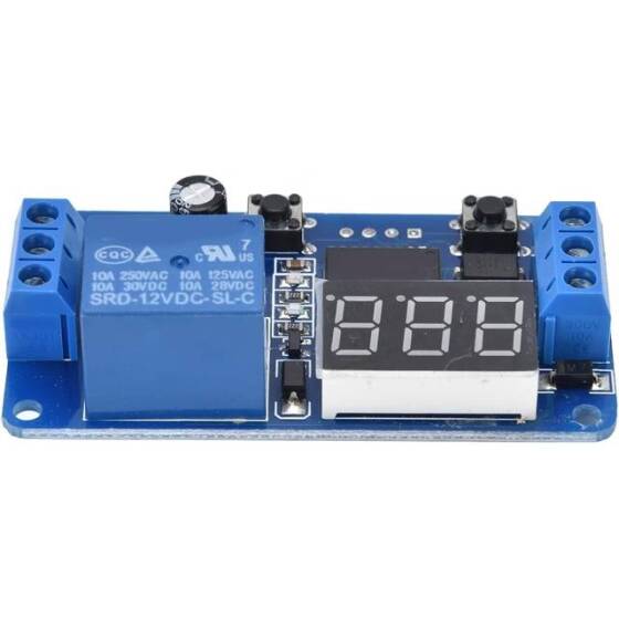 12V Harici Tetik-Gecikme Röle Modülü Zaman Ayarlı Led Dijital Göstergeli - 1