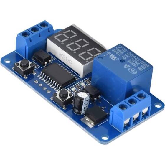 12V Harici Tetik-Gecikme Röle Modülü Zaman Ayarlı Led Dijital Göstergeli - 4