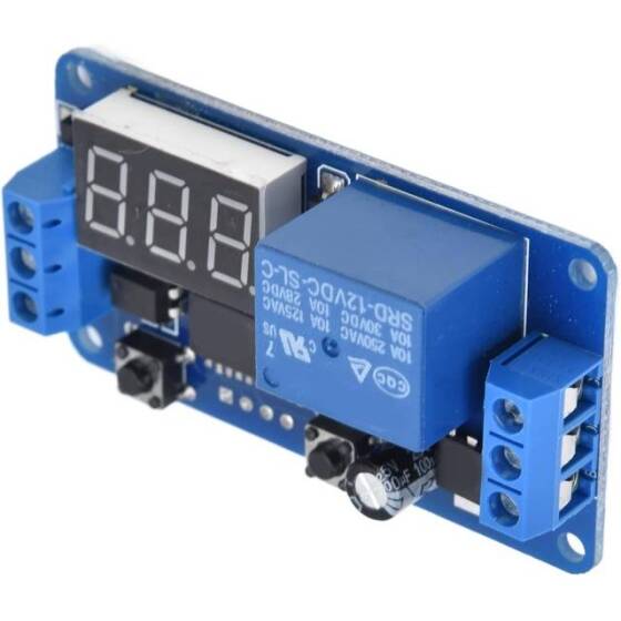 12V Harici Tetik-Gecikme Röle Modülü Zaman Ayarlı Led Dijital Göstergeli - 5