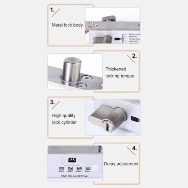 12V/24V Evrensel Dokuz Telli Elektrik Gömme Kilit Güç Kapalıyken Kilit Boyutu:200x38x28mm - 4
