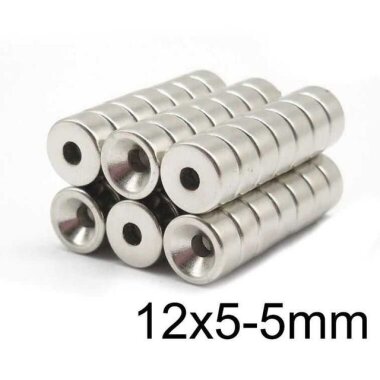 12X5-5mm Havşa Delikli Neodyum Güçlü Mıknatıs - Neodim Magnet - Görsu Elektronik