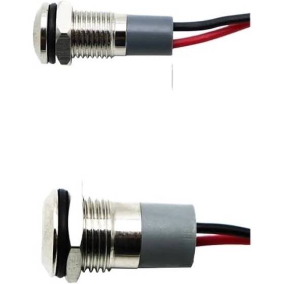 14mm 10-24V Sarı LED Metal Sinyal Lambası 15cm Kablolu - Metal İndicator Light - 3