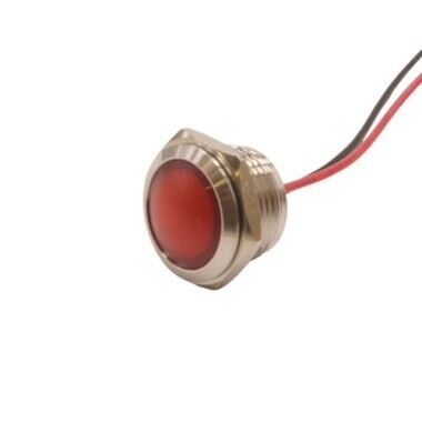 16L-P1 16mm 12-24V Kablolu Metal Sinyal Lambası - Kırmızı - 1