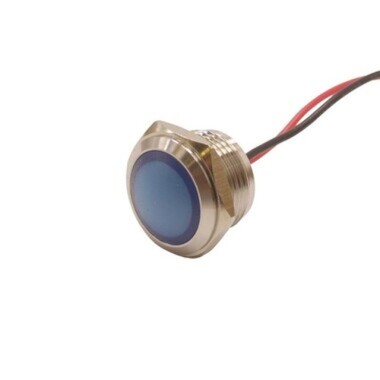 16L-P1 16mm 12-24V Kablolu Metal Sinyal Lambası - Mavi - 1