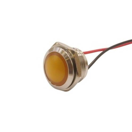 16L-P1 16mm 12-24V Kablolu Metal Sinyal Lambası - Sarı - 1