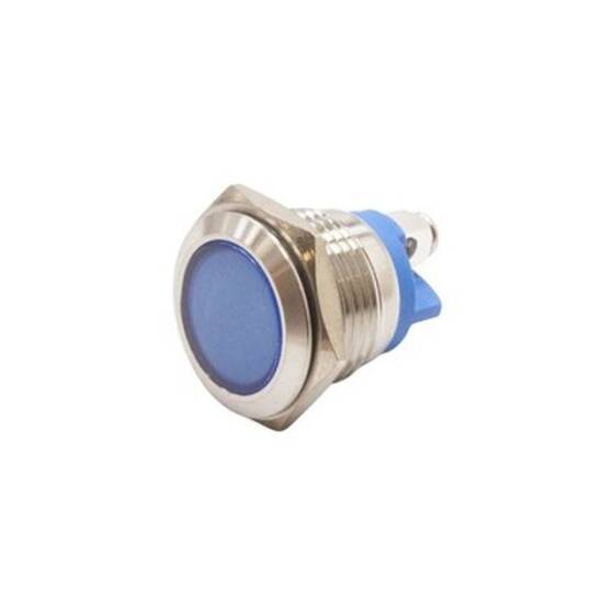 16L-P1 16mm 12-24V Metal Sinyal Lambası - Mavi - 1