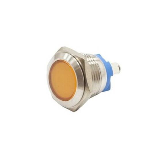 16L-P1 16mm 12-24V Metal Sinyal Lambası - Sarı - 1