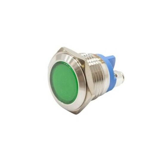 16L-P1 16mm 12-24V Metal Sinyal Lambası - Yeşil - 1
