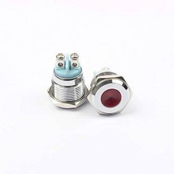 16mm 3-9V Sarı LED Metal Sinyal Lambası - Metal İndicator Light - 4