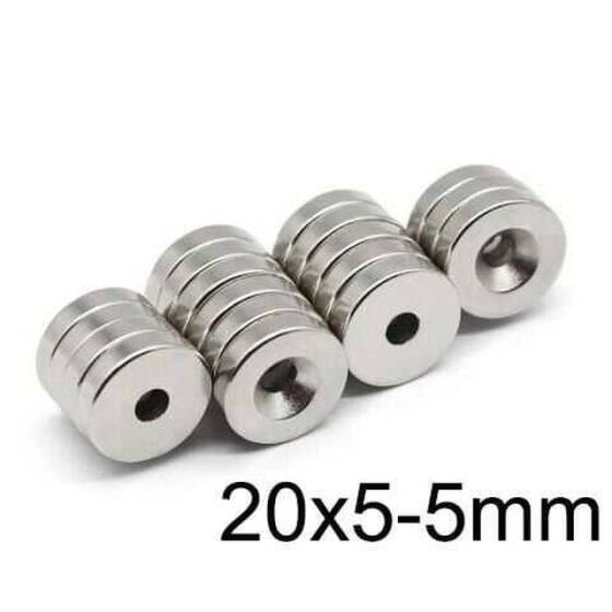 19.5X4.5-5mm Havşa Delikli Neodyum Güçlü Mıknatıs - Neodim Magnet - 1