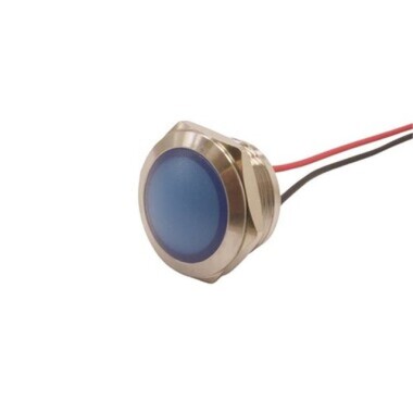 19L-P1 19mm 12-24V Kablolu Metal Sinyal Lambası - Mavi - 1