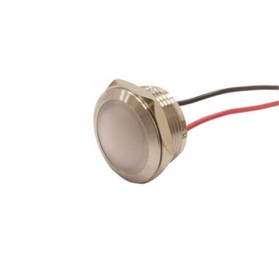 19L-P1 19mm 12-24V Kablolu Metal Sinyal Lambası - Beyaz - 1