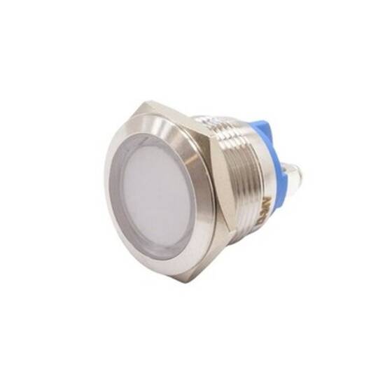 19L-P1 19mm 12-24V Metal Sinyal Lambası - Beyaz - 1