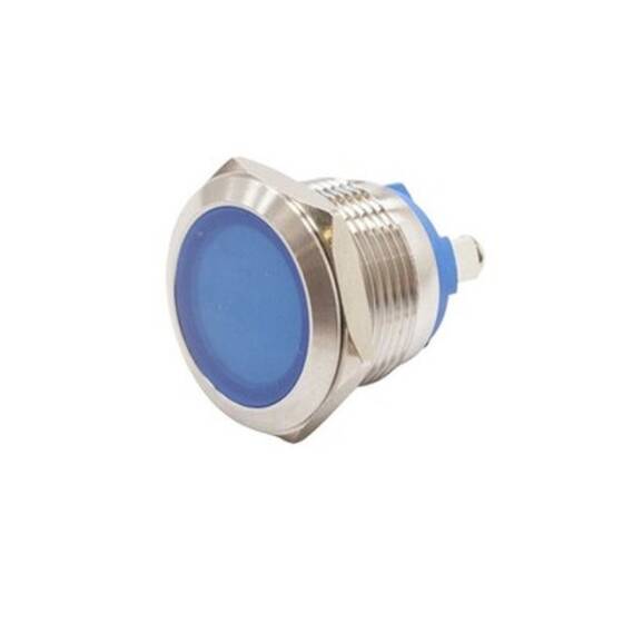 19L-P1 19mm 12-24V Metal Sinyal Lambası - Mavi - 1