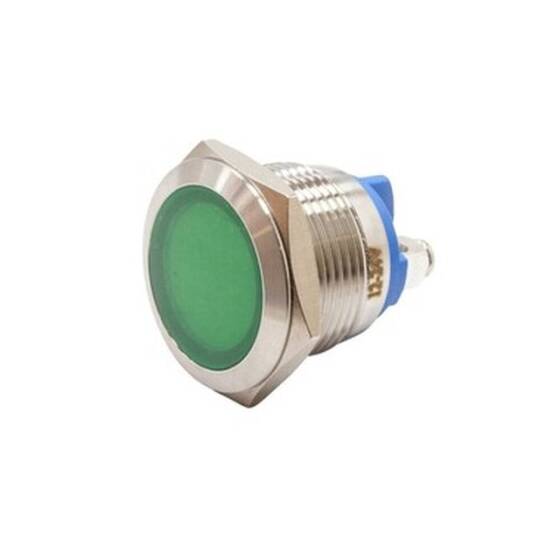 19L-P1 19mm 12-24V Metal Sinyal Lambası - Yeşil - 1