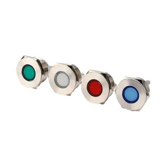 19mm 3-9V Mavi LED Metal Sinyal Lambası - Metal İndicator Light - 1