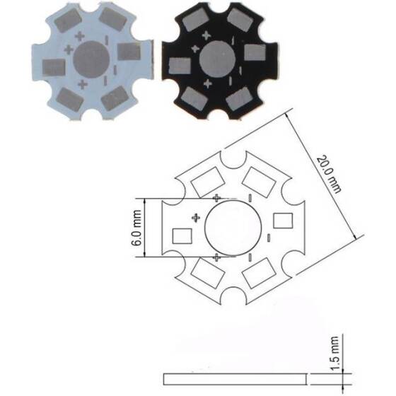 1W 3W 5W LED için Beyaz 20mm 2 Pin Alüminyum Soğutucu - 4