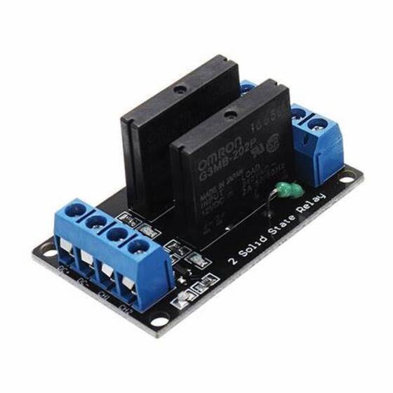 2 Kanal 3-24V Röle Modülü Solid State Yüksek Seviye SSR DC Kontrol DC - Dirençli Sigortalı - 3