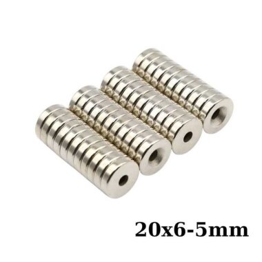 20x6-5mm Havşa Delikli Neodyum Güçlü Mıknatıs - Neodim Magnet - Görsu Elektronik