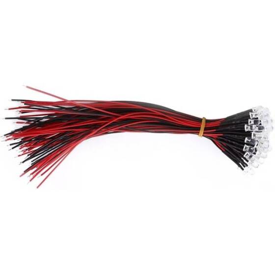 22-28V 10mm Şeffaf RGB Yavaş Flaşör LED 20cm Kablolu - 5