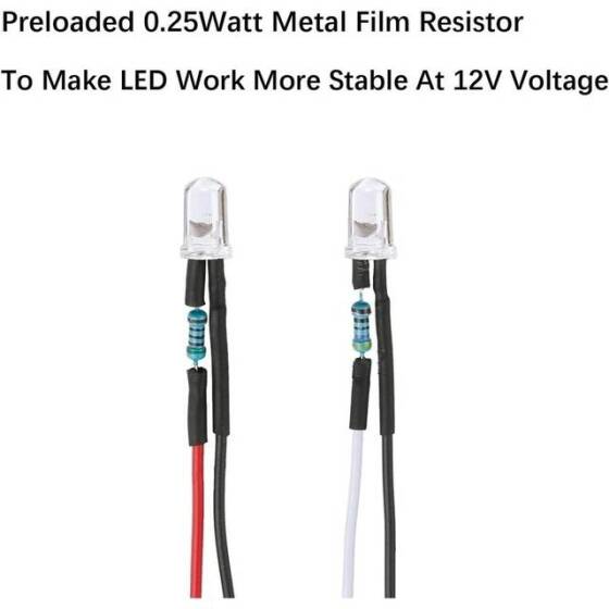 22-28V 3mm Şeffaf Buz Mavisi LED 20cm Kablolu - 4