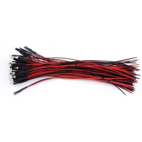 22-28V 3mm Şeffaf Sarı LED 20cm Kablolu - 1