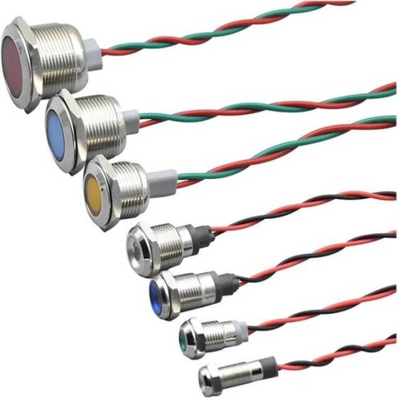 22-28V 5mm Kırmızı LED Metal Led Yuvası Dahil 20cm Kablolu - 1