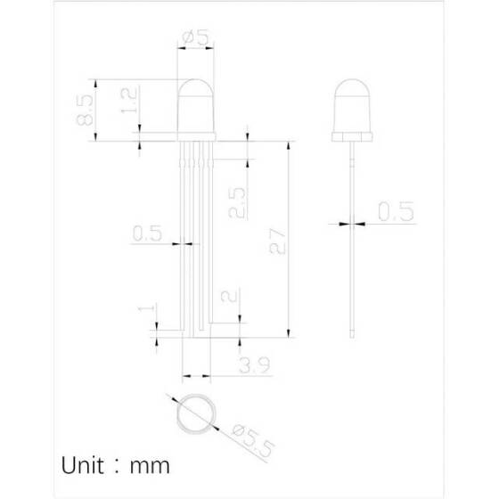 22-28V 8mm Şeffaf Mor LED 20cm Kablolu - 3