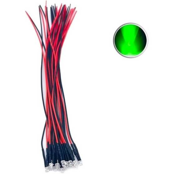 220V 3mm Şeffaf Sarı LED 20cm Kablolu - 2