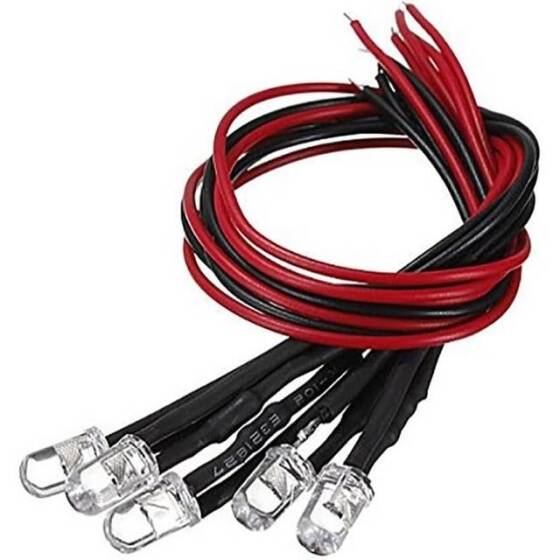 220V 5mm Şeffaf Yeşil LED 20cm Kablolu - 3