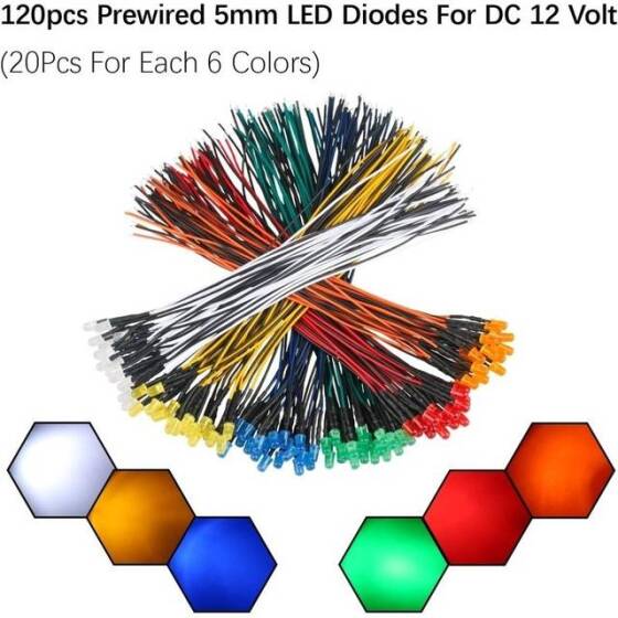 220V 5mm Yeşil LED 20cm Kablolu - 2