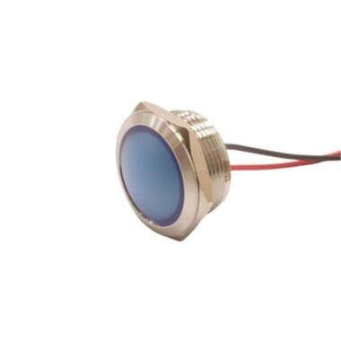 22L-P1 22mm 12-24V Kablolu Metal Sinyal Lambası - Mavi - 1
