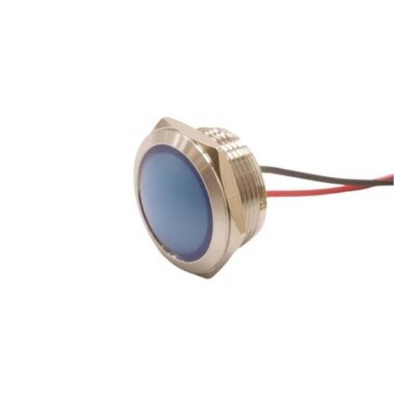 22L-P1 22mm 12-24V Kablolu Metal Sinyal Lambası - Mavi - 1