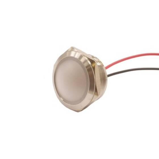 22L-P1 22mm 12-24V Kablolu Metal Sinyal Lambası - Beyaz - 1